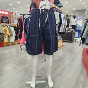 [더블제이디](공용) 데님 사이드배색 카고 버뮤다반바지 JGZZ814
