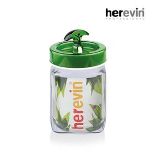 (헤르빈) 베가 핸들 정사각 유리 밀폐용기 2리터-그린
