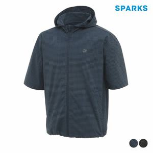 [스팍스]남성 체크패턴 스몰로고 반팔 후드 집업 점퍼 SP1MTW001