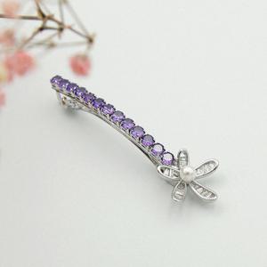 제이로렌 진주 플라워 퍼플큐빅 자동핀 H01431