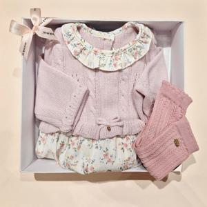 [밍크뮤](PK)플라워니트바디슈트,양말세트  35A12-604-04,812-01