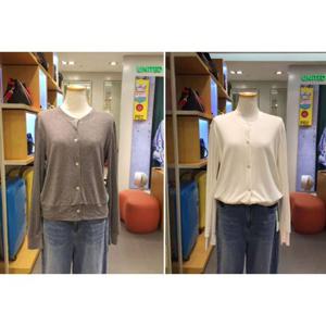 베네통 (BATS95541)2COL 레이어드 믹스 가디건핏티셔츠