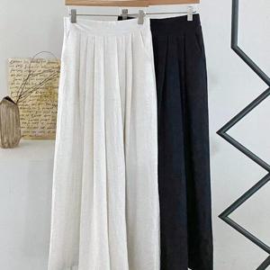 [다잇템]여자 레이온 롱 넓은 핀턱 백밴딩 팬츠