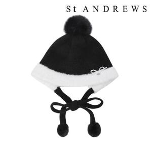 [세인트앤드류스]여성 리본 폼폼이 스트랩 비니 (821D4CP091BK)