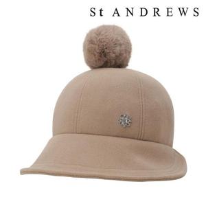 [세인트앤드류스]여성 탈착 폼폼 퍼 이어워머 버킷햇 (821D4CP088BG)