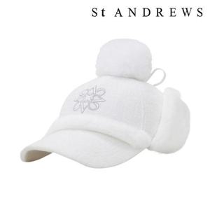[세인트앤드류스]여성 탈착 폼폼 퍼 이어워머 볼캡 (821D4CP483WH)