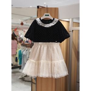 베네통키즈6 벌룬 소매 벨벳 원피스 QAOP10541 25F