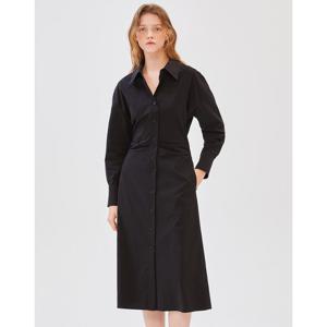 질스튜어트 뉴욕 여성 24FW 블랙 셔링 포인트 코튼혼방 롱 셔츠형 원피스 JSDR4D240BK