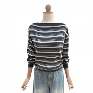 러브앤쇼  보트넥 단가라 버튼 니트 (GCFJGKT04)