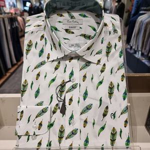 [피에르가르뎅]MARIOPJDS1831M나뭇잎프린트 슬림핏 긴팔셔츠