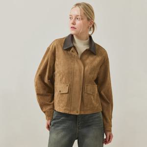 FOCUS  배색 카라 빈티지 스웨이드 자켓 PBVFF5F1JK1061