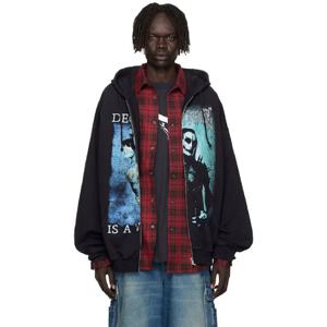 26 SS 베트멍 남성 블랙 크레이들 오브 필스 컷업 오버사이즈 집업 후드티 252669M202027