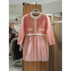 베네통키즈6 자가드 샤 니트 원피스 QAOP21561 25W