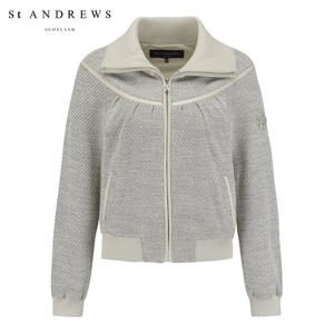 [세인트앤드류스] 여성 별 심볼 니트 배색 트위드 점퍼
