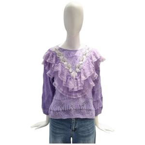 [페이지플린]라운드넥 비쥬 프릴 펀칭 니트 F5CKN006