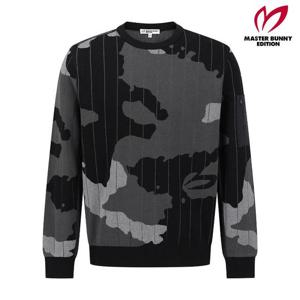 마스터바니  (411E3SR203) 남성 스트라이프 카모 우븐 믹스 긴팔 니트