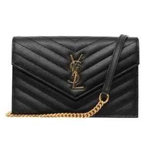 생로랑 금장 마틀라세 체인백 블랙 742920 BOW01 1000
