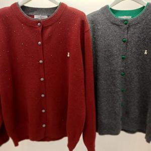 Latium HC06 신축성 좋은 앞오픈 이중넥 블렝베어 비즈배색 라운드 니트티형 가디건 T2541cd01