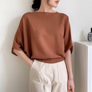 [다잇템][다잇템] 여성 망토 사이드라인 비스코스 하프소매 니트