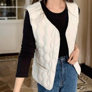 [다잇템][다잇템] 여자 FW 포근한 경량 단정한 보온 조끼_201693