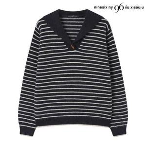 [나인식스뉴욕(영캐릭터)]세일러 카라 스트라이프 긴팔 니트 (NP4KT003L0)