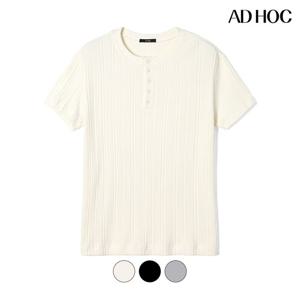 [애드호크]남성 골지 버튼다운 라운드넥 반팔티 HB8STA1