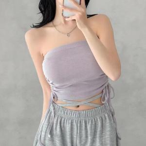 [다잇템]여성 탄력 튜브탑 옆면 스트랩 나시
