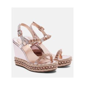 크리스찬루부탱 Pyra Clou 100 레더 에스파드리유 웨지 슈즈 P01124718