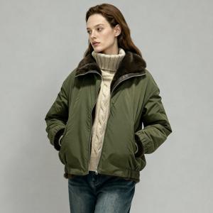 [포커스]하이 넥 인조 퍼 야상 리버시블 점퍼 PBVFF5W1JP1161