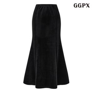 [GGPX] 벨벳 허리 밴딩 롱 스커트 (GPDWH005D)