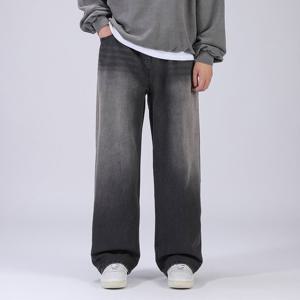 [후앙스] 사계절 덤블워싱 밴딩 와이드 흑청 청바지 GICP3164