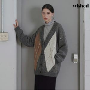 [위시드]캐쥬얼 루즈핏 아가일 패턴 긴팔 니트 (WICDCD015)