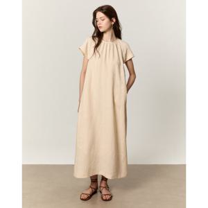 아떼바네사브루노 여성 25SS 라이트베이지 린넨100 스트랩 반팔 롱 원피스 (이너 추가 구성) VLDR5B233I1
