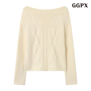 [GGPX] 라운드 모노 케이블 심플 긴팔 니트 (GPDKT023D)