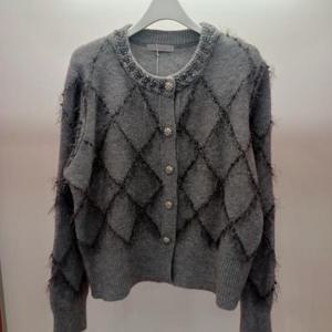 Latium HC06 짧은 비즈배색 앞오픈 수술 라운드 니트티형 기모가디건 T2543cd09G