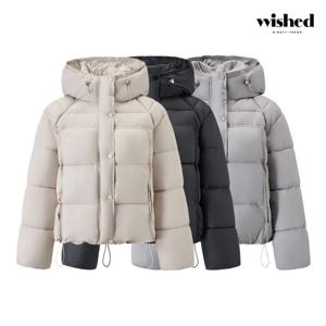[위시드]데일리 후드 밑단 스트링 패딩 점퍼 (WICDJP019)