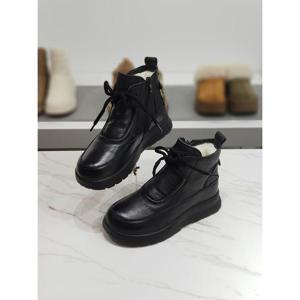 한슈 세이브존03 가죽 에리 퍼안감 미드탑 단화 4cm AGHS675371lcA