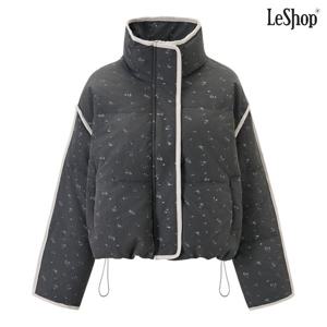 [르샵]패턴 하이넥 배색 라인 스트링 패딩 점퍼 (DP4JJ038A)