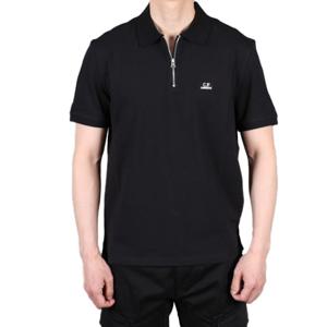 22SS CP 컴퍼니 자수로고 폴로 지퍼 반팔티 블랙 12CMPL092A 005263W 999