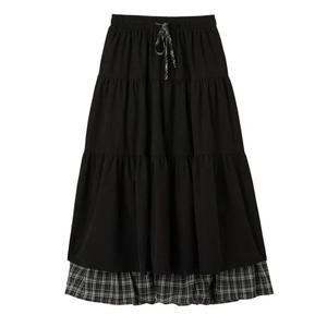 [LAP] 체크 배색 코듀로이 밴딩스커트 AR4WSC40