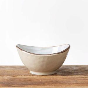 이천도자기 미색꽃 타원볼 4호 18.8cm 그릇 식기