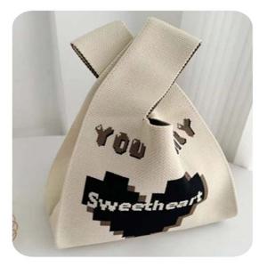 쁘띠미니에코백 심플 데일리봉다리가방(하트아이보리)