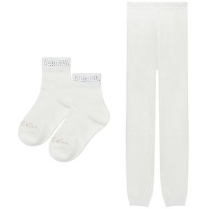 [프랜치켓] 여아겨울스타킹 아이보리 무족 수면 타이즈 Q55DG4021W2