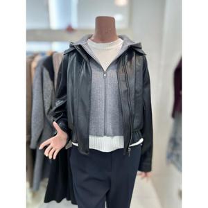 올앤선드리 세이브존06 니트 후드 가죽점퍼 A6S1FJ805