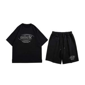 남성 심플 레터링 반팔 트레이닝 세트 TZ623