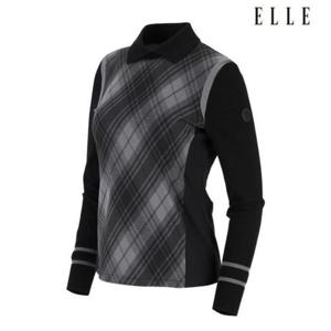 엘르골프 세이브존01 여성 아가일패턴 포인트 목크넥 티셔츠 6J65451 199