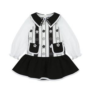 [프렌치캣(정상)]WH/BK 꽃 S/T 원피스(Q61DAO080)