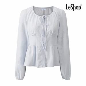 [르샵] 라운드 리본넥 콩버튼 러플 블라우스 (BQ1BL013A)