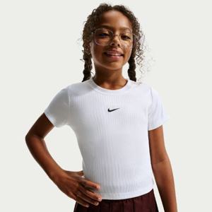 나이키키즈반팔티 OQC II3598-100 스포츠웨어 여아용 슬림 크롭 골지 티셔츠