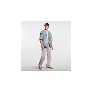 Louisvuitton 모노그램 프린티드 실크 쇼트 슬리브드 셔츠 1AJUOE